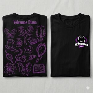 Pack de presentación camiseta oficial musical Volvemos Diana color negro.